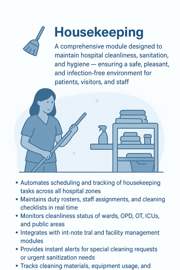 Smart Housekeeping Software by HealthSoft360 for hospitals and healthcare professionals.