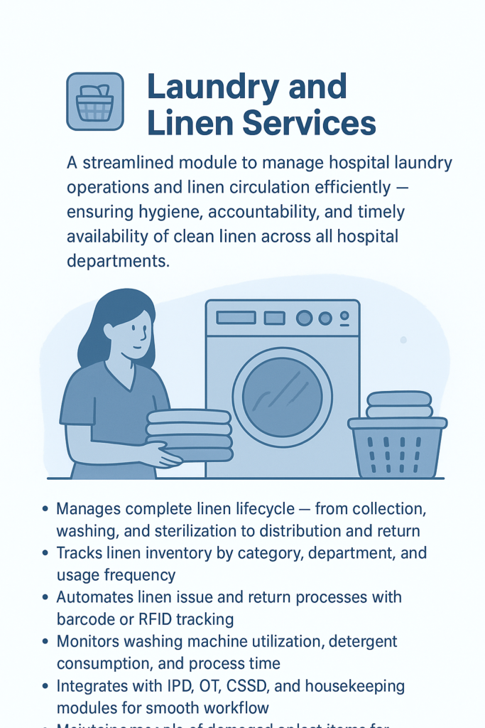 Connected Laundry Software by HealthSoft360 for hospitals and healthcare professionals.